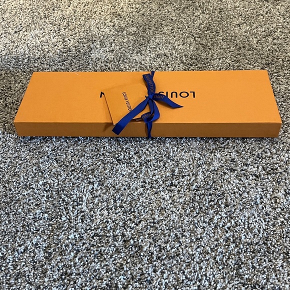 Louis Vuitton Vibrant Orange Box for Ties with Royal Blue Ribbon - Picture 2 of 7